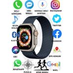 Bunnys Metal Kordonlu Akıllı Saat Watch 8 Ultra Max Sesli Görüşme Ios Android Uyumlu Akıllı Saat Ultra - 49 mm - Koyu Mavi