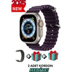 Bunnys Redmi 10 Uyumlu Universal Akıllı Saat Watch Ultra2 49MM Kordonlu - Son Versiyon - Mor - 49 mm