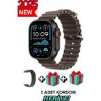 Bunnys Samsung Galaxy A52 Uyumlu Akıllı Saat Watch Ultra2 49MM Kordon Hediyeli - Son Versiyon - 49 mm - Kahverengi