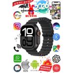 Bunnys Samsung Galaxy Note 20 Ultra Uyumlu Su Geçirmez Akıllı Saat Ultra 49MM Kordon Hediyeli 4gb Amoled Ekran - 49 mm - Simsiyah
