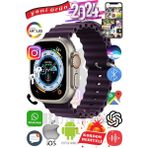 Bunnys Samsung Galaxy Note 20 Uyumlu Akıllı Saat Ultra Max 2024 Kordon Hediyeli Amoled Ekran - 49 mm - Mor