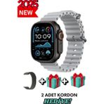 Bunnys Xiaomi 12 Uyumlu Akıllı Saat Watch Ultra2 49MM Kordon Hediyeli - Son Versiyon - 49 mm - Gri