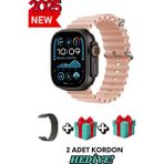 Bunnys Xiaomi Redmi 10X Uyumlu Akıllı Saat Watch Ultra2 49MM Kordon Hediyeli - Son Versiyon - 49 mm - Pembe