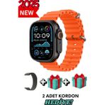 Bunnys Xiaomi Redmi Note 7 Uyumlu Akıllı Saat Watch Ultra2 49MM Kordon Hediyeli - Son Versiyon - 49 mm - Turuncu