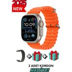 Bunnys Xiaomi Redmi Note 9 Uyumlu Akıllı Saat Watch Ultra2 49MM Kordon Hediyeli - Son Versiyon - 49 mm - Turuncu