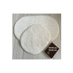 Bünyan Halı 50x80/50x40. 2 Li Banyo Halısı Peluş Post Halı Beyaz Oval 2 li beyaz post