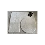 Bünyan Halı Beyaz 3 LÜ SET Banyo Halısı Peluş Post Halı Klozet Takımı Beyaz (50X80-50X50(Yuvarlak)- 40X50 )