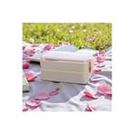 Buradabuldun Titiz Fely 2 Katlı Öğle Yemeği Kabı - Çatal Kaşık Dahil - Sızdırmaz & Kilitli Lunch Box- Krem Renk
