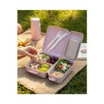 BuradaBuldun Titiz Takeaway 2 Bölmeli Yemek Kabı - Kaşıklı & Çatal Setli Pratik Yemeği Kabı Lila Rengi