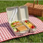 BURADABULDUN Titiz Takeaway Beslenme Kabı Seti Bölmeli Lunch Box Çatal Bıçak Dahil Bpa Free - 1 - Krem