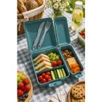 BURADABULDUN Titiz Takeaway Beslenme Kabı Seti Bölmeli Lunch Box Çatal Bıçak Dahil Bpa Free - 1 - Yeşil
