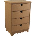 Buradadavar Hobi Ahşap Boyanabilir 4 Çekmeceli Geniş Takı Kutusu 20 x 14 x 29 cm
