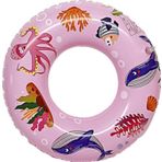 buradanaldım 0-3 Yaş Pembe Desenli 50 cm Şişme Bebek Deniz Simidi, Havuz Plaj Can Simidi, Şişme Yüzme Simidi