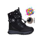 Burak Alday Shoes Ndrops Dayanıklı, Su Geçirmez, Ortopedik, Cırtlı, Siyah-Füme Kız Çocuk Kar Botu Ayakkabı