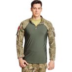 Burak Askeri Malzeme Kara Kuvvetleri Kamuflaj Renkli Uzun Kollu Taktik Likralı Operasyon Combat T-shirt (Kamuflaj, XL, Kara Kuvvetleri Kamuflaj Combat T-shirt)