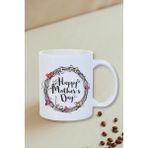 Burak Baskı Tasarım Anneler Günü Hediyesi Kalpli Happy Mother's Day Beyaz Kupa Bardak