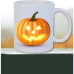 Burak Baskı Tasarım Halloween Pumpkin Kabak Baskılı Hediye Beyaz Kupa Bardak