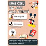 Burak Baskı Tasarım Mickey Mouse Okul Etiketi- Isme Özel Etiket / Kalem Defter Kitap Etiket Seti - 186 Adet- E007