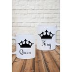 Burak Baskı Tasarım Queen ve King-Kral ve Kraliçe Tasarım 2'li Hediyelik Kupa Bardak-Arkadaş Doğum Günü-Sevgili-Çay Kahv - Beyaz - 2 Adet