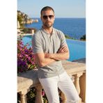 Buratti% 100 Pamuk Düğmeli Erkek Slim Fit Polo Yaka T Shirt (GRİ-MELANJ, L)