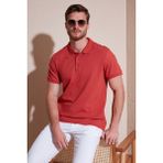 Buratti % 100 Pamuk Regular Fit Düğmeli Polo Yaka T Shirt Erkek Polo Yaka T Shirt 5902127 - Kiremit