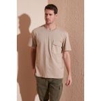 Buratti % 100 Pamuk Relaxed Fit Bisiklet Yaka T Shirt Erkek T Shirt 5902605 - Vizon
