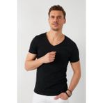 Buratti % 100 Pamuklu V Yaka Basic T Shirt Erkek T SHİRT 5412001 - Siyah