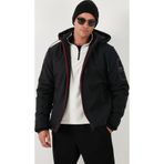 Buratti 497ALBERT - Siyah Regular Fit Çıkarılabilir Kapüşonlu Erkek Mont
