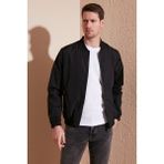 Buratti 497TEKER Siyah Slim Fit Fermuarlı Kolej Yaka Bomber İnce Erkek Mont