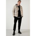 Buratti 5711050 Fermuarlı Cepli Slim Fit Kapüşonlu Taş Erkek Şişme Mont