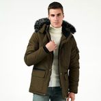 Buratti 5711051 Astarlı Suya ve Rüzgara Dayanıklı Soğuk Geçirmez Slim Fit Peluş Erkek Mont