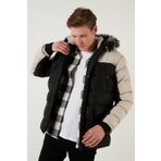 Buratti 5760076 Slim Fit Çıkarılabilir Suni Tüylü Kapüşonlu Şişme Erkek Mont