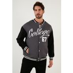 Buratti 628X8928 Antrasit Regular Fit İçi Yumuşak Tüylü Kolej Yaka Bomber Erkek Mont