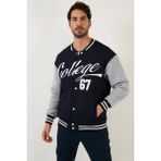Buratti 628X8928 Lacivert Regular Fit İçi Yumuşak Tüylü Kolej Yaka Bomber Erkek Mont