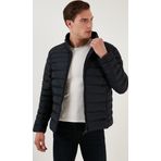 Buratti 649002 Dik Yaka Fermuarlı Cepli Slim Fit Lacivert Erkek Şişme Mont