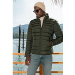 Buratti 649002 Haki Dik Yaka Fermuarlı Cepli Slim Fit Erkek Şişme Mont