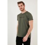 Buratti Baskılı Bisiklet Yaka % 100 Pamuk Slim Fit T Shirt Erkek T Shirt 541ENJOY - Haki