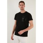 Buratti Baskılı Bisiklet Yaka Pamuk Slim Fit T Shirt Erkek T Shirt 541FORYOU - Siyah