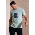 Buratti Baskılı Pamuklu Bisiklet Yaka Slim Erkek T Shirt 646R8040 - Elma Yeşili