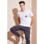 Buratti Bisiklet Yaka % 100 Pamuk Slim Fit T Shirt Erkek T Shirt 541THERE - 2XL - Beyaz