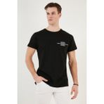 Buratti Bisiklet Yaka % 100 Pamuk Slim Fit T Shirt Erkek T Shirt 541THERE - 2XL - Siyah