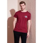 Buratti Bisiklet Yaka % 100 Pamuk Slim Fit T Shirt Erkek T Shirt 541THERE - Bordo