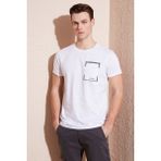 Buratti Bisiklet Yaka % 100 Pamuklu Slim Fit T Shirt Erkek T Shirt 541REWORK - 2XL - Beyaz