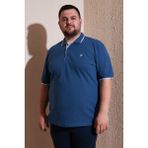 Buratti Büyük Beden Pamuklu Regular Fit Polo Yaka T Shirt Erkek Polo Yaka T Shirt 5902118B - Koyu Mavi - Beyaz - 3XL