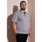 Buratti Büyük Beden Pamuklu Regular Fit Polo Yaka T Shirt Erkek Polo Yaka T Shirt 5902118B - Taş - 3XL
