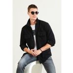 Buratti CF21W112925 Çift Cepli Fermuarlı Slim Fit Kışlık Erkek Gömlek