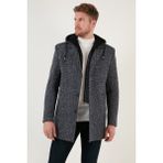 Buratti Çıkarılabilir Kapüşonlu Kırçıllı Slim Fit Kaşe Kaban Erkek KABAN 5841013 - Açık Lacivert