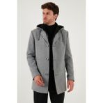 Buratti Çıkarılabilir Kapüşonlu Kırçıllı Slim Fit Kaşe Kaban Erkek Kaban 5841013 - Gri - XL