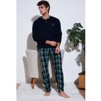 Buratti Ekose Regular Fit Bisiklet Yaka Kışlık Polar Erkek Pijama Takımı 609610013W4 LACİVERT