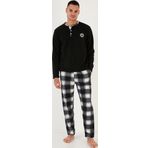 Buratti Ekose Regular Fit Bisiklet Yaka Kışlık Polar Erkek Pijama Takımı 609610013W4 SİYAH-BEYAZ